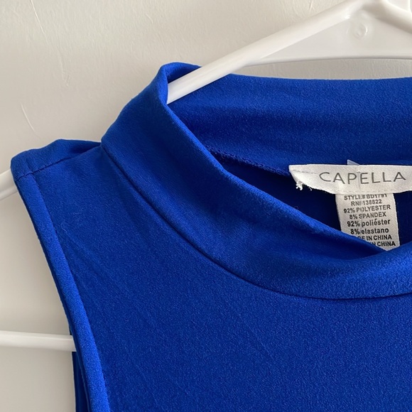 Capella royal blue bodycon mockneck dress with side slit - M - Picture 9 of 10